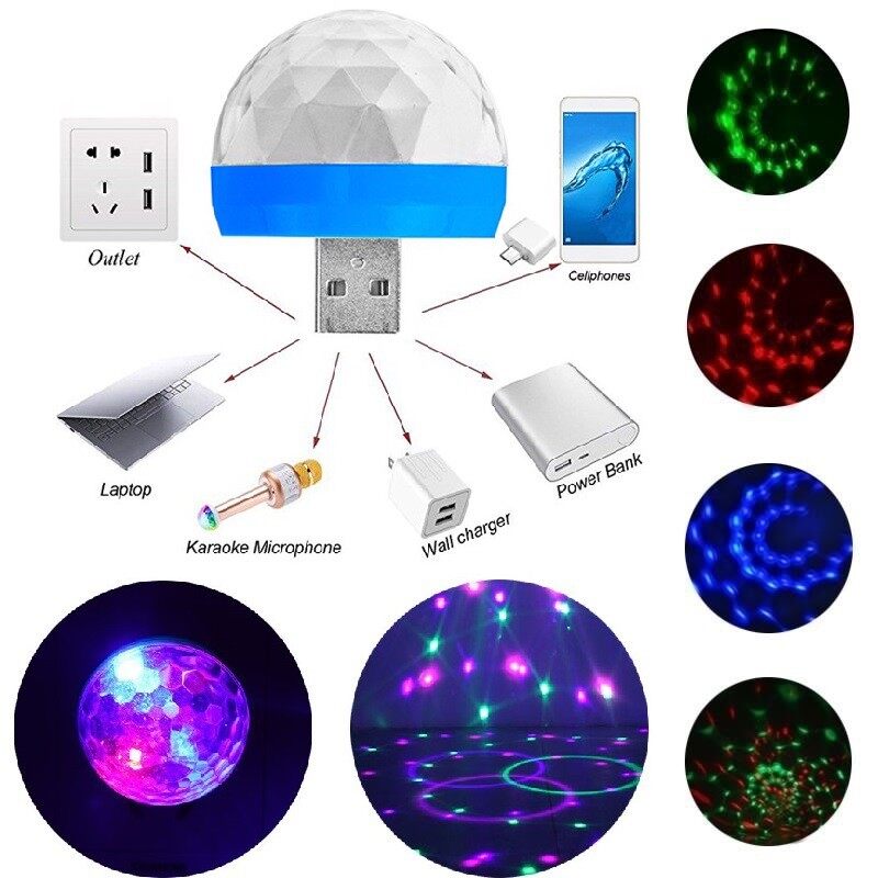 Đèn Led vũ trường mini cảm ứng theo nhạc cắm cổng usb - Fourtech