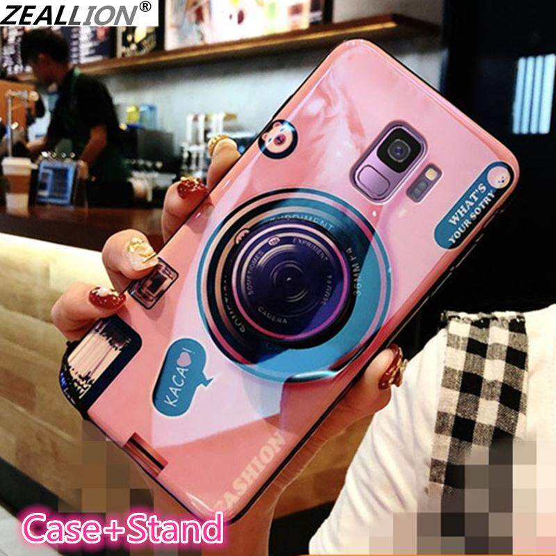 Zeallion For [Samsung Galaxy A6 A6s A8 A9 Star A10 A20 A20e A30 A40 A40S A50 A60 A70 A80 A90 M10 M20 M30 2018] Camera Pattern Silicone Soft Phone Case with Stand Holder