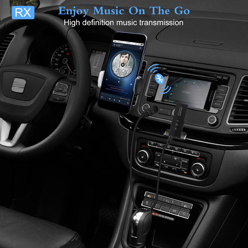 KEBETEME Bộ Thu Phát Bluetooth 5.0 2 Trong 1 Nút Điều Khiển Bộ Chuyển Đổi Không Dây Âm Thanh AUX Mini 3.5Mm Cho Máy Vi Tính Xe Hơi
