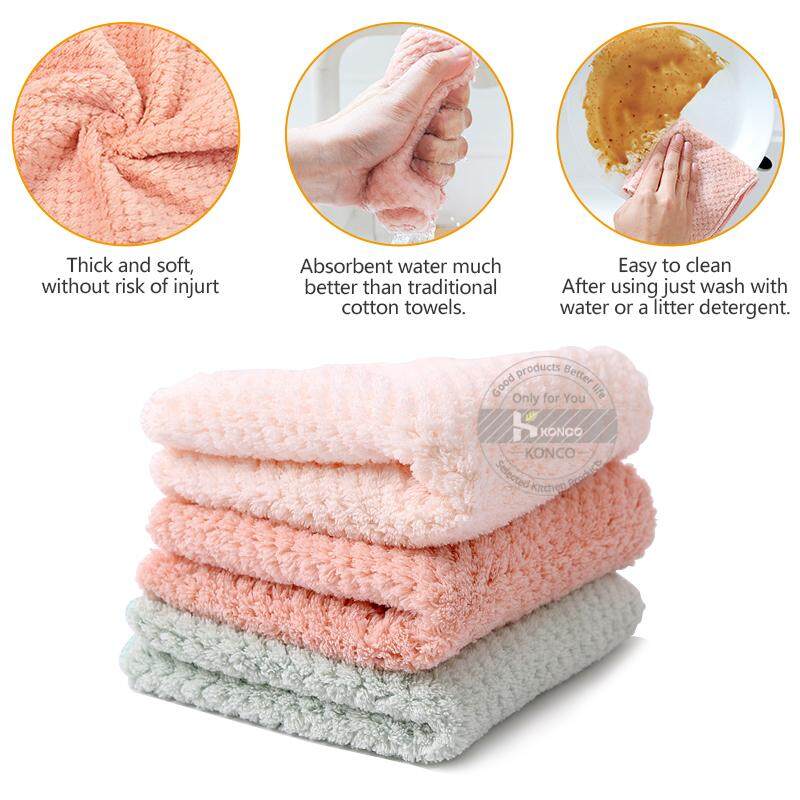 Konco Bếp Cọ Rửa Miếng Lót Món Nồi Vải Làm Sạch Thấm Hút Dishcloth Món Ăn Khăn Napery Bếp Áo Dày Chống dầu Vệ Sinh dụng cụ-(Màu Ngẫu Nhiên)