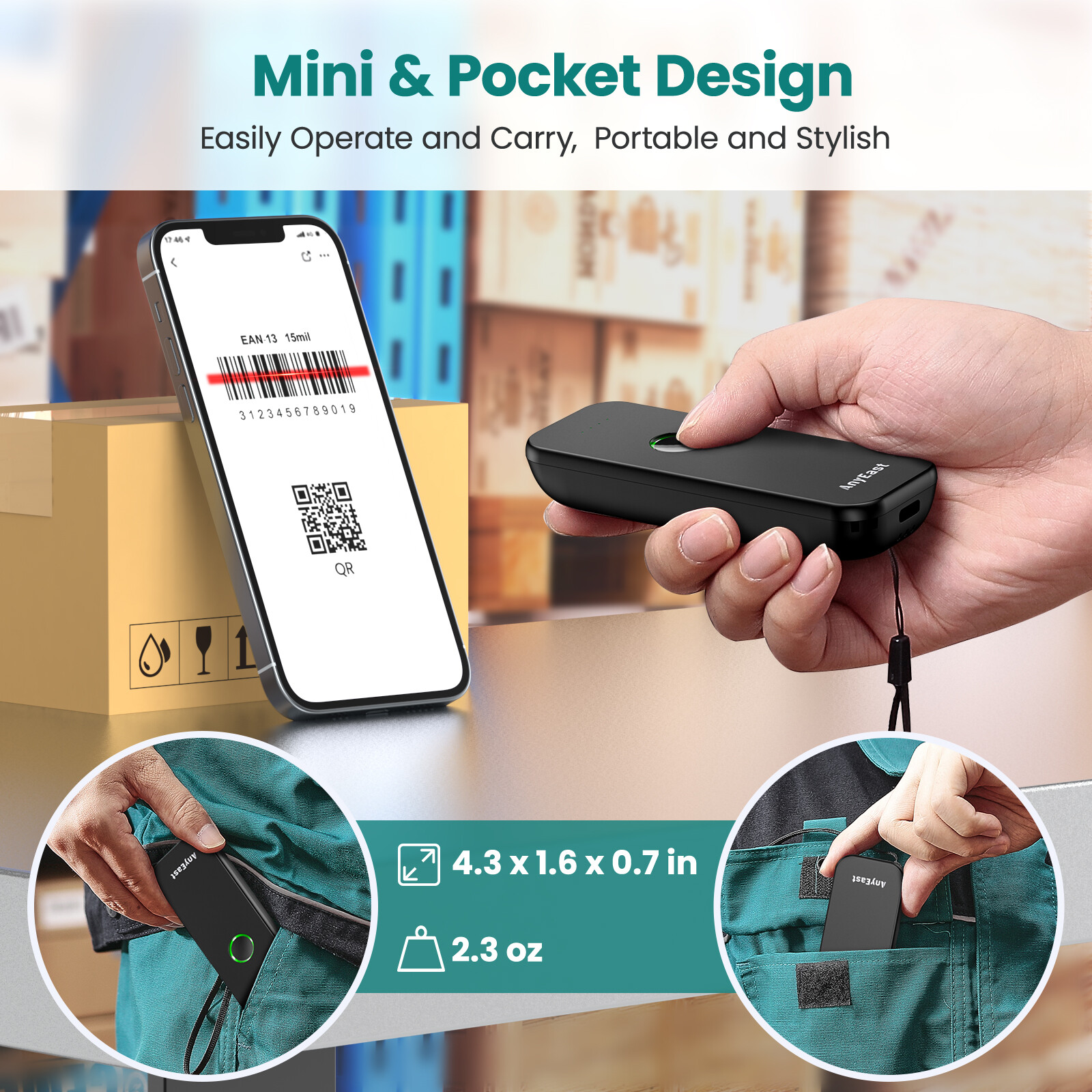 Anyeast xách tay 3-trong-1 Mini 2D bluetooth không dây & 2.4G & có dây USB QR 1D 2D Đầu đọc mã vạch cho hàng tồn kho Bảng Máy Tính làm việc với Windows POS IOS Android