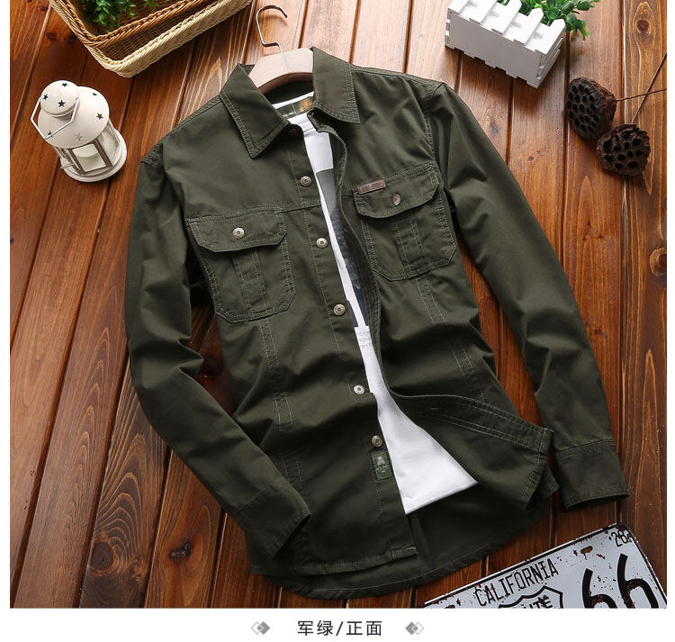 Fuguiniao 2023 men's long sleeve shirt solid men's basic long sleeve shirt