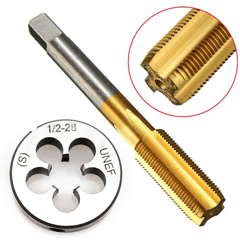 Unef thread tap die 1/2-28 tap+die set set titanium coated hss right hand