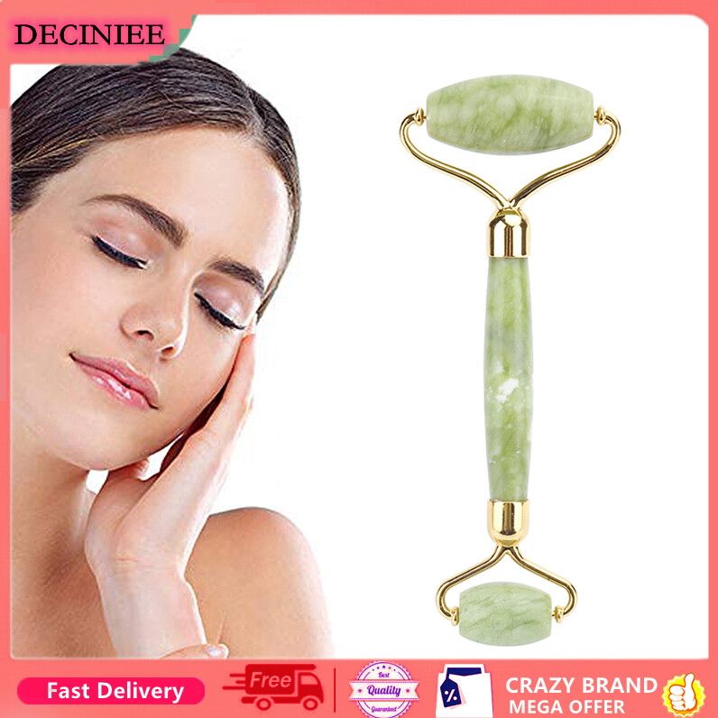 Natural Xiuyu Jade Facial Eye Massage Roller Guasha Scraping Board Green Jade Stone Face Lift Body Slim Thin Lift Roller Tool
