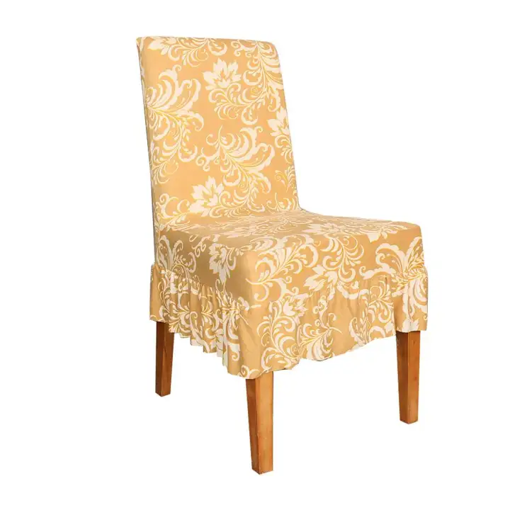 Chair Covers Print Pattern Long Skirt Dining Slipcovers
