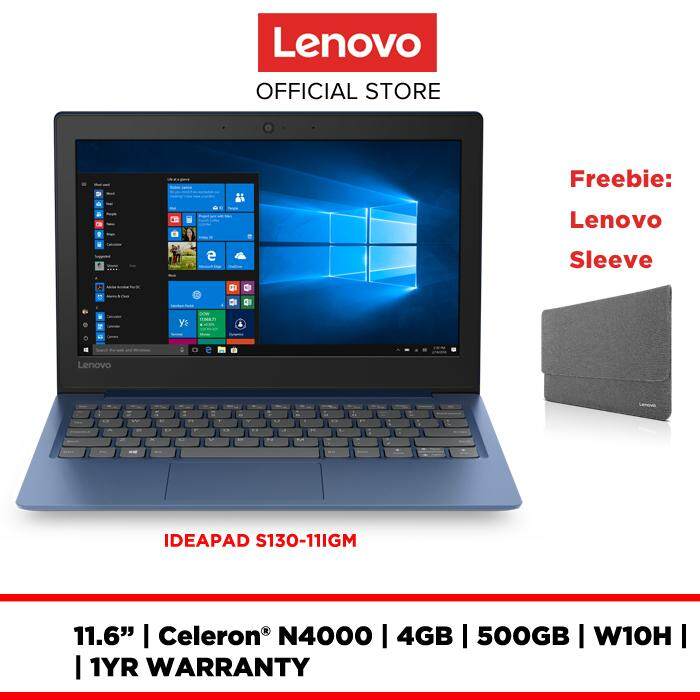 LENOVO LAPTOP NOTEBOOK IDEAPAD S130-11IGM 81J10017MJ 11.6 INCH HDTNAG N4000 4GB 500GB INTEGRATED W10 HOME 1Yr Preonsite FREE ULTRA SLIM SLEEVE Malaysia