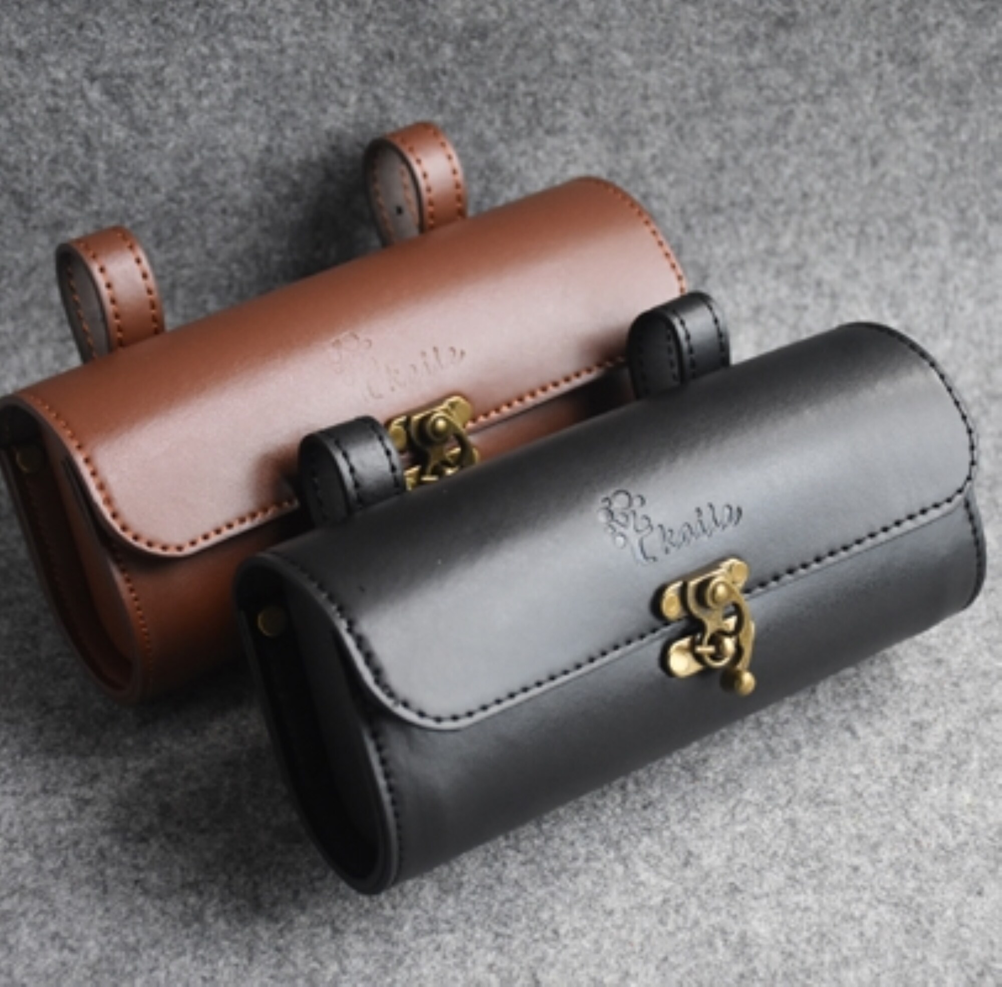 Bicycle bag bicycle retro tail bag leather saddle cushion bag motorcycle locomotive small side bag front bag