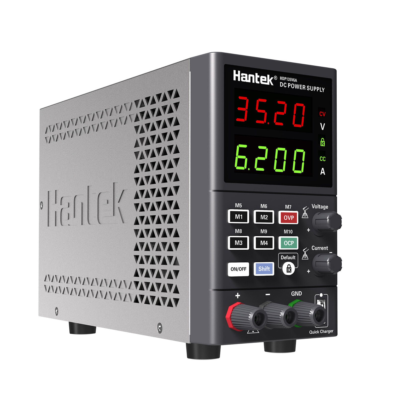 KKmoon Hantek HDP135V6A Digital Bench DC Power Supply Variable 35V 6A Adjustable Switching Regulated Power Supply CV CC with Data Storage, On/ Off Output, USB Quick Charge, PC Software Control, Encoder Adjustment Knob