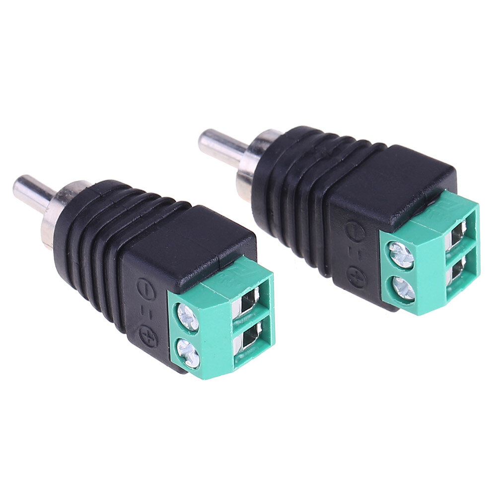 2pcs Speaker Wire Cable to Audio Male RCA Connectors Adapters Jack Plug