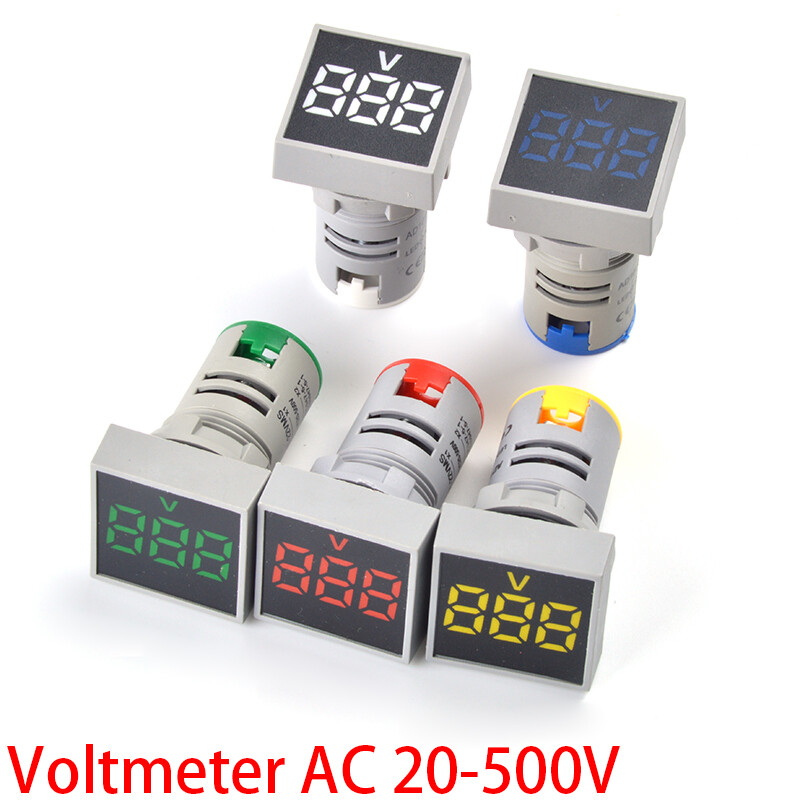22MM AC 20-500V Voltmeter Square Panel LED Digital Voltage Meter Indicator Light Lamp Digital Panel Indicator Meter