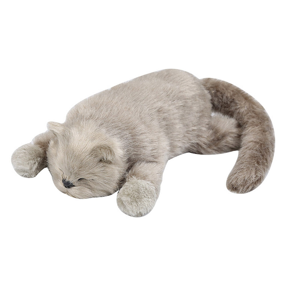 Lifelike Cat Meow Wagging Electronic Toys Plush Cat Toys Stuffed Toy Grey 