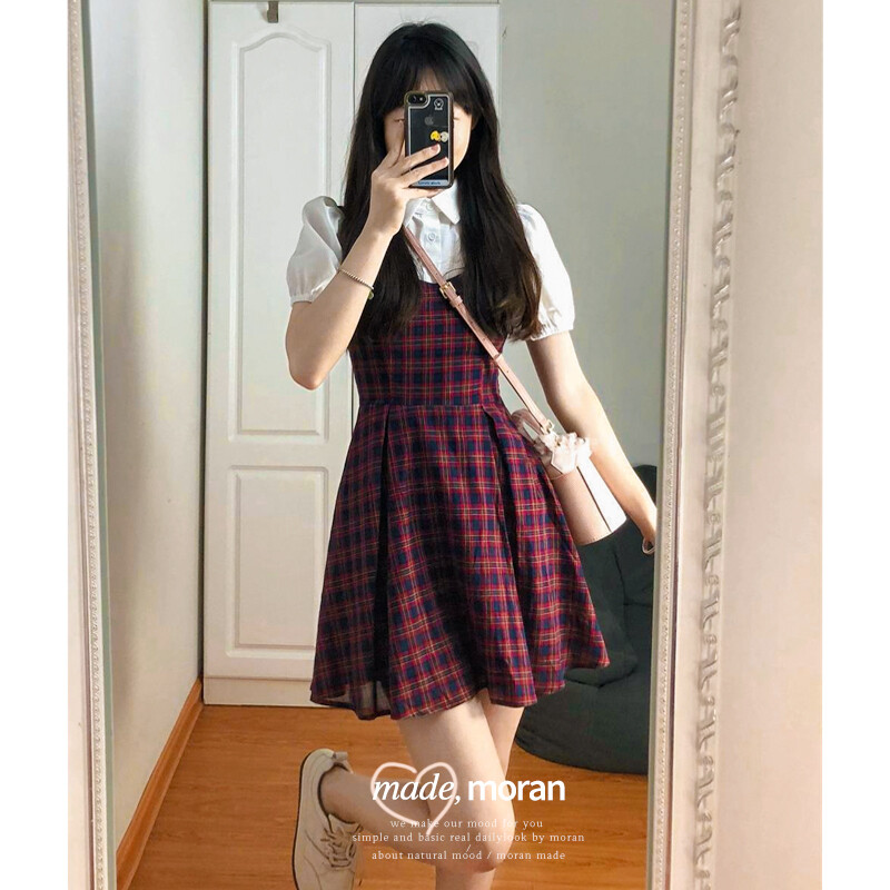 XIYUYI Đầm Cho Nữ ĐầM Giả Kẻ Sọc Tay Phồng Hai Lớp