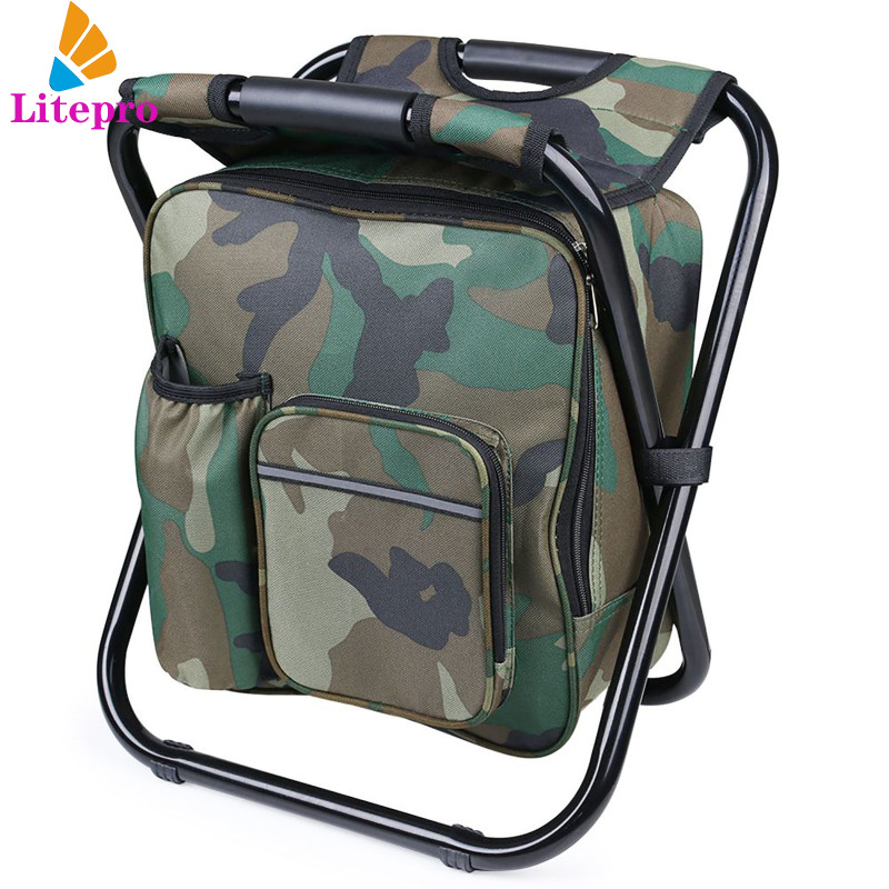 Litepro Portable Folding Fishing Chair Stool With Cooler Insulated Bag Backpack For Outdoor Camping Travel Beach Bbq