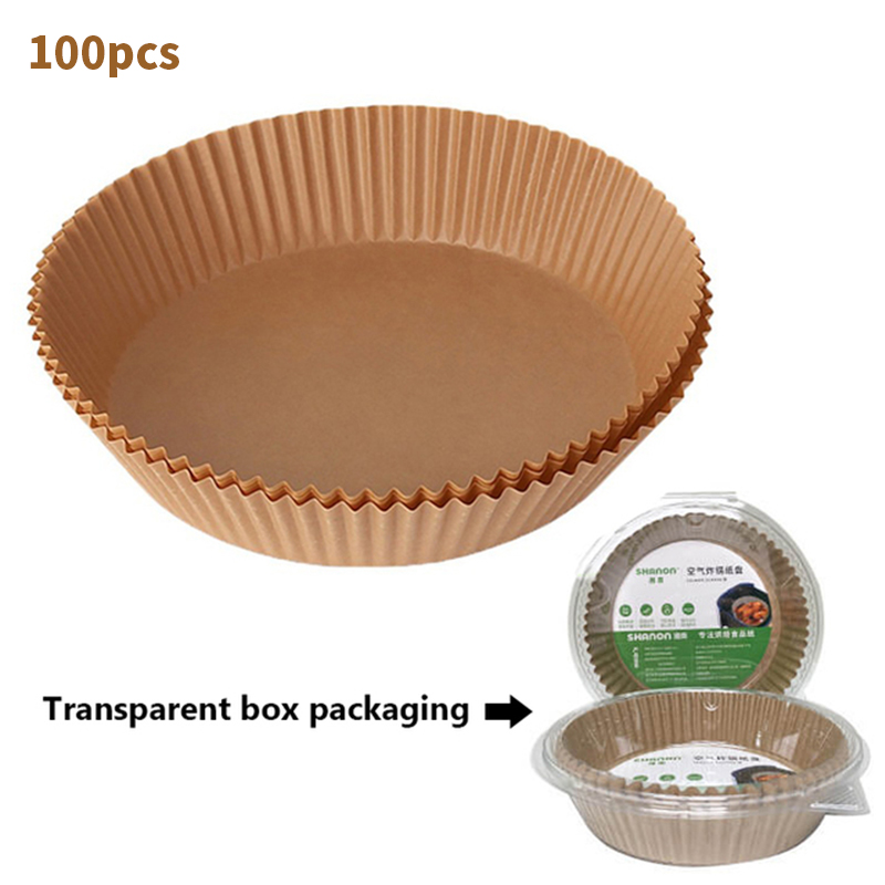 Konco 20pieces/50 pieces/100 pieces Air Fryer Liner Disposable Paper Non-Stick Mat Steamer Round Paper Baking Mats Kitchen AirFryer Baking Oil Filter BBQ mat Grill Paper