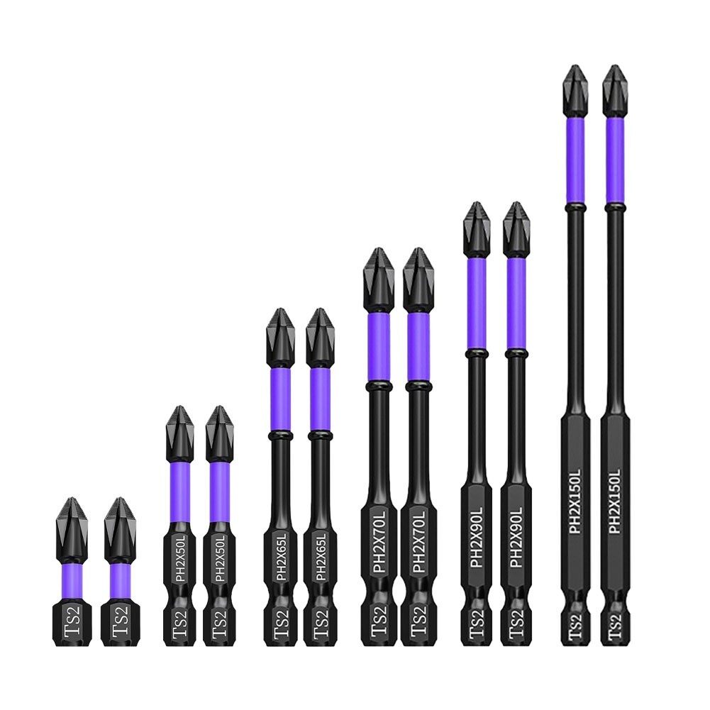 Unnicoco 2Pcs Non-slip PH2 Magnetic Batch Head Cross Screwdriver