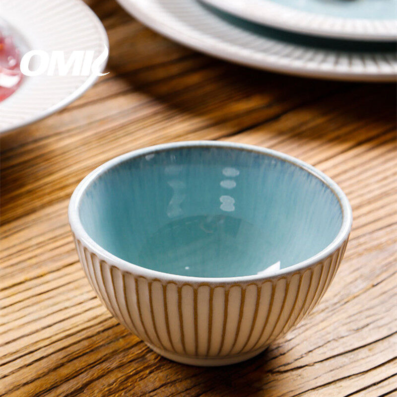 OMK Nordic Style Stoneware Dinnerware Set Dinner Plate Large Steak Plate Salad Bowl Ceramic Tableware
