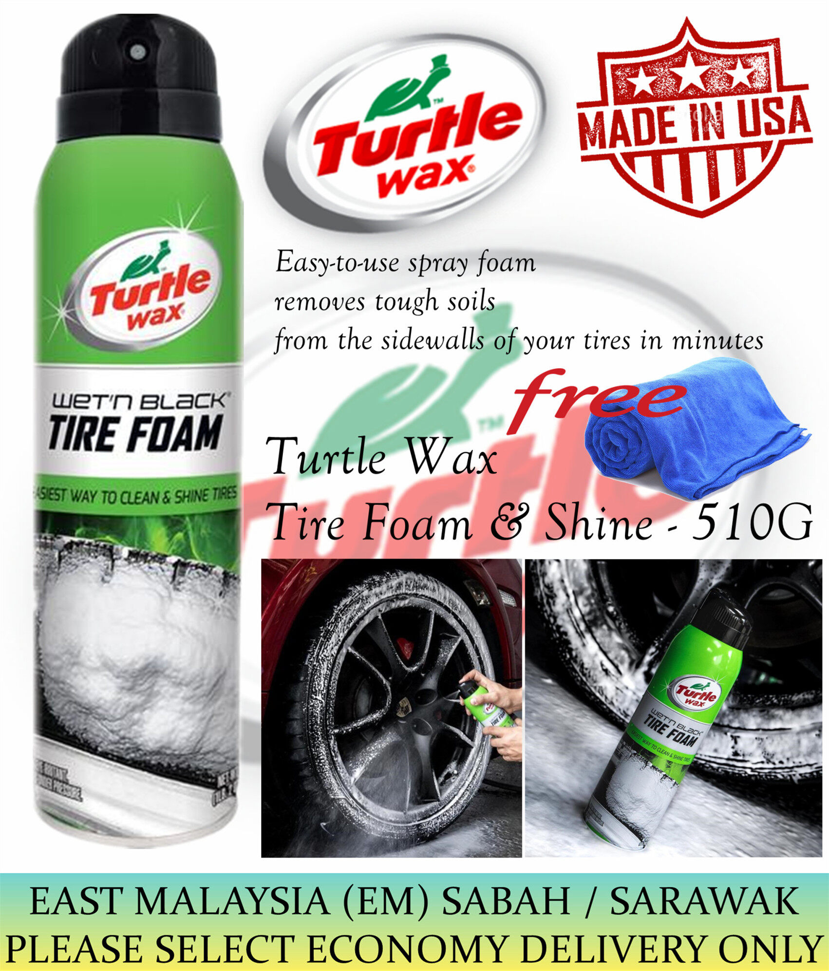 Turtle Wax Tire Foam & Shine 510gm Lazada