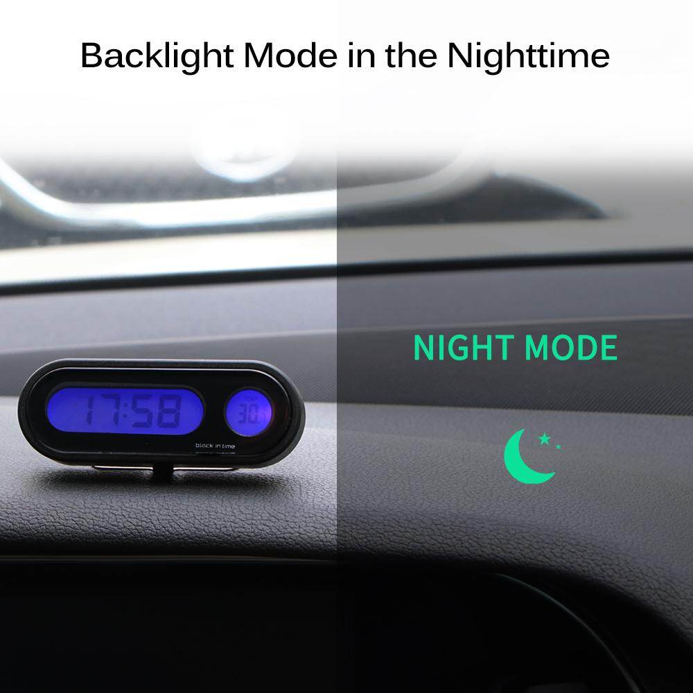 Car Mini Electronic Clock Time Watch Auto Dashboard Clocks Luminous Black Digital Display Car Accessories Car Dashboard Clock 2-in-1 Function with Double-sided Sticker