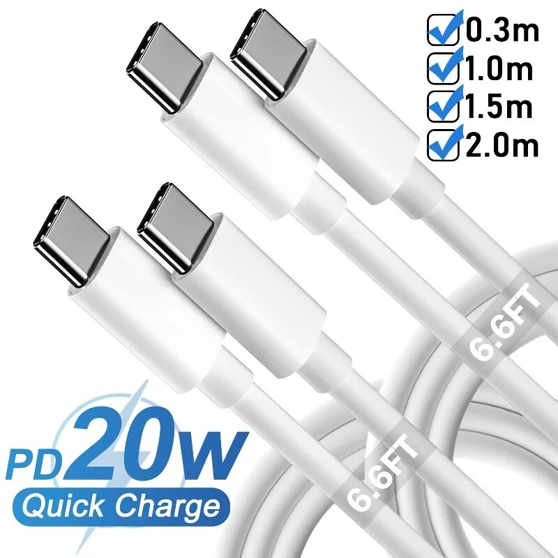 20W 3A Dual Type C Mobile Phone Super Fast Charging Data Cable for iPhone15 Cellphone Data Cable Quick Charger