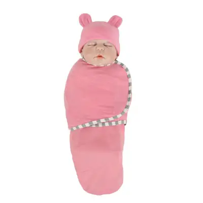Comfortable Newborn Baby Blanket Swaddle Solid Sleeping Bag Sleep Sack Stroller Wrap+Hat