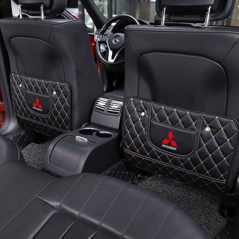 Huiyisunny Car Seat Back Protector Cover Organizer Pocket Leather Car Seat Back Anti Kick Mat
