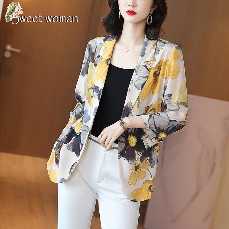 【SW】Autumn and winter temperament suit three-quarter sleeve short coat women loose top suit