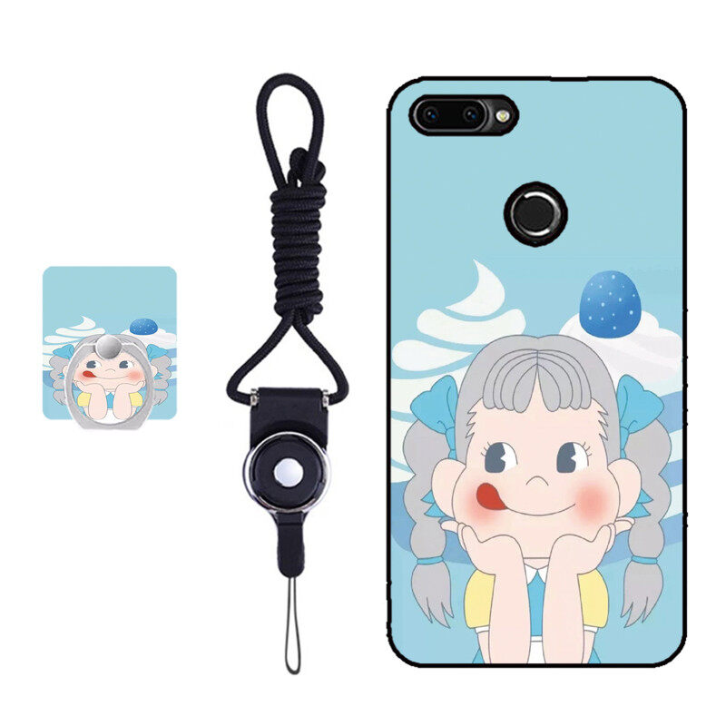 Silicon Soft Phone Case for Lenovo K5 Play Smartphone Full Cover Backboard Drop Protection Anti-Scratch Cover Free Gift With the Same Pattern Ring And String