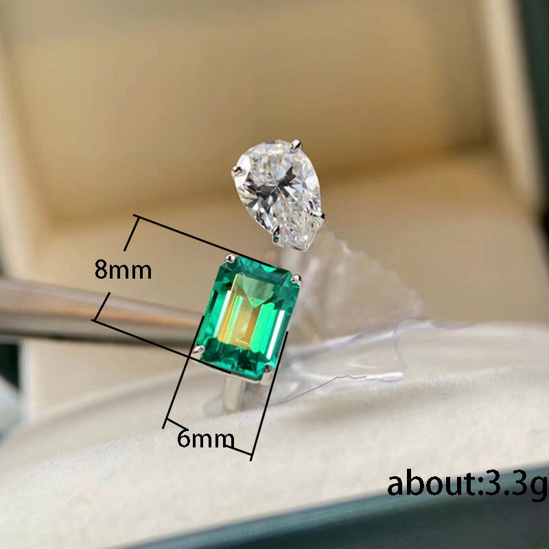 Ngọc Lục Bảo mô phỏng Tourmaline công chúa vuông khí Nhẫn mở nhẫn nữ