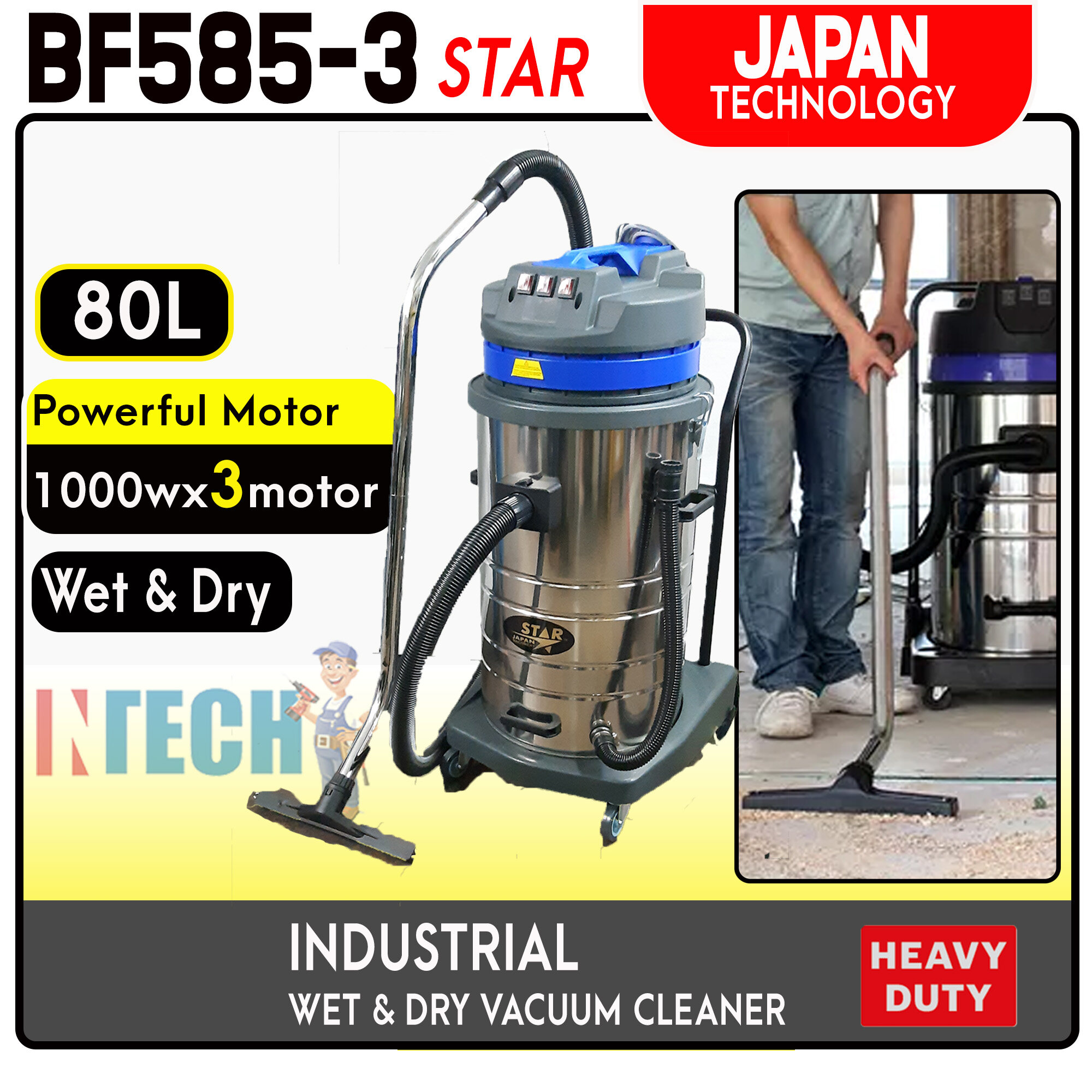 STAR HEAVY DUTY INDUSTRIAL WET & DRY VACUUM CLEANER (JAPAN TECHNOLOGY ...