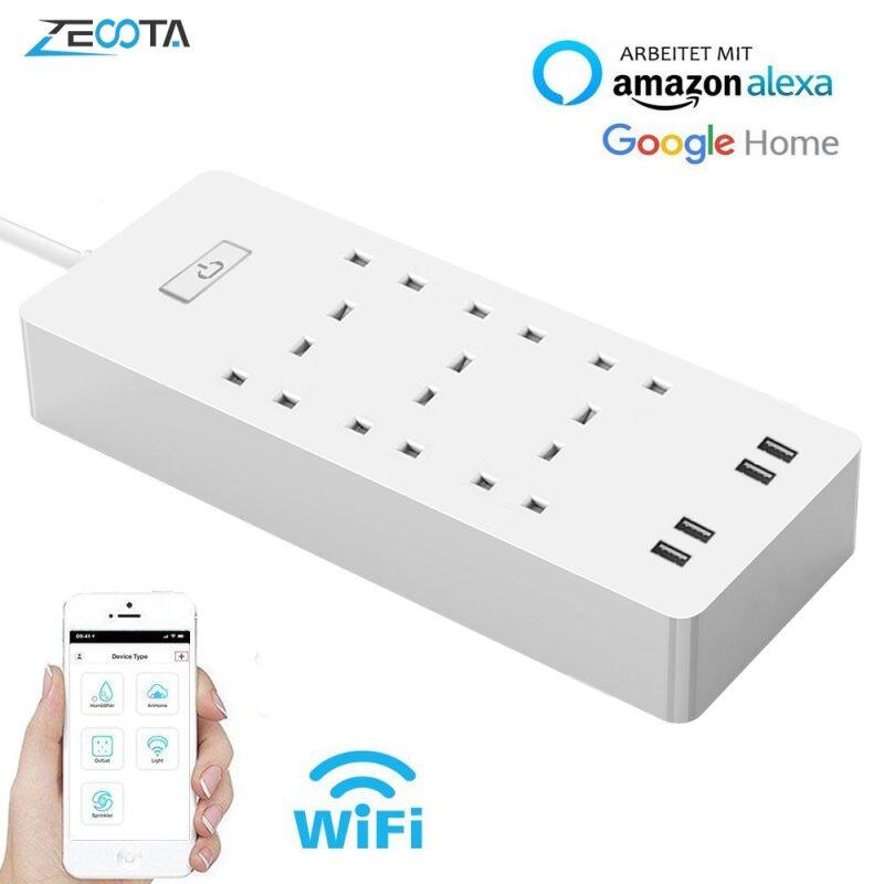 Wifi Smart Power Strip Surge Protector 6 Ac Uk Plug Outlets Sockets With Usb Remote Control Homekit Work Alexa,Google Home