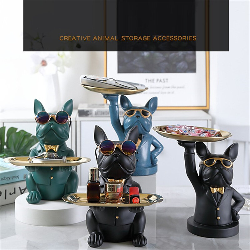 YUE Cool Bulldog Statue Table Decoration Fashion Sculpture Home Room Decor Figurine