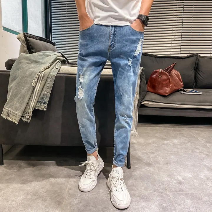 cropped ripped jeans