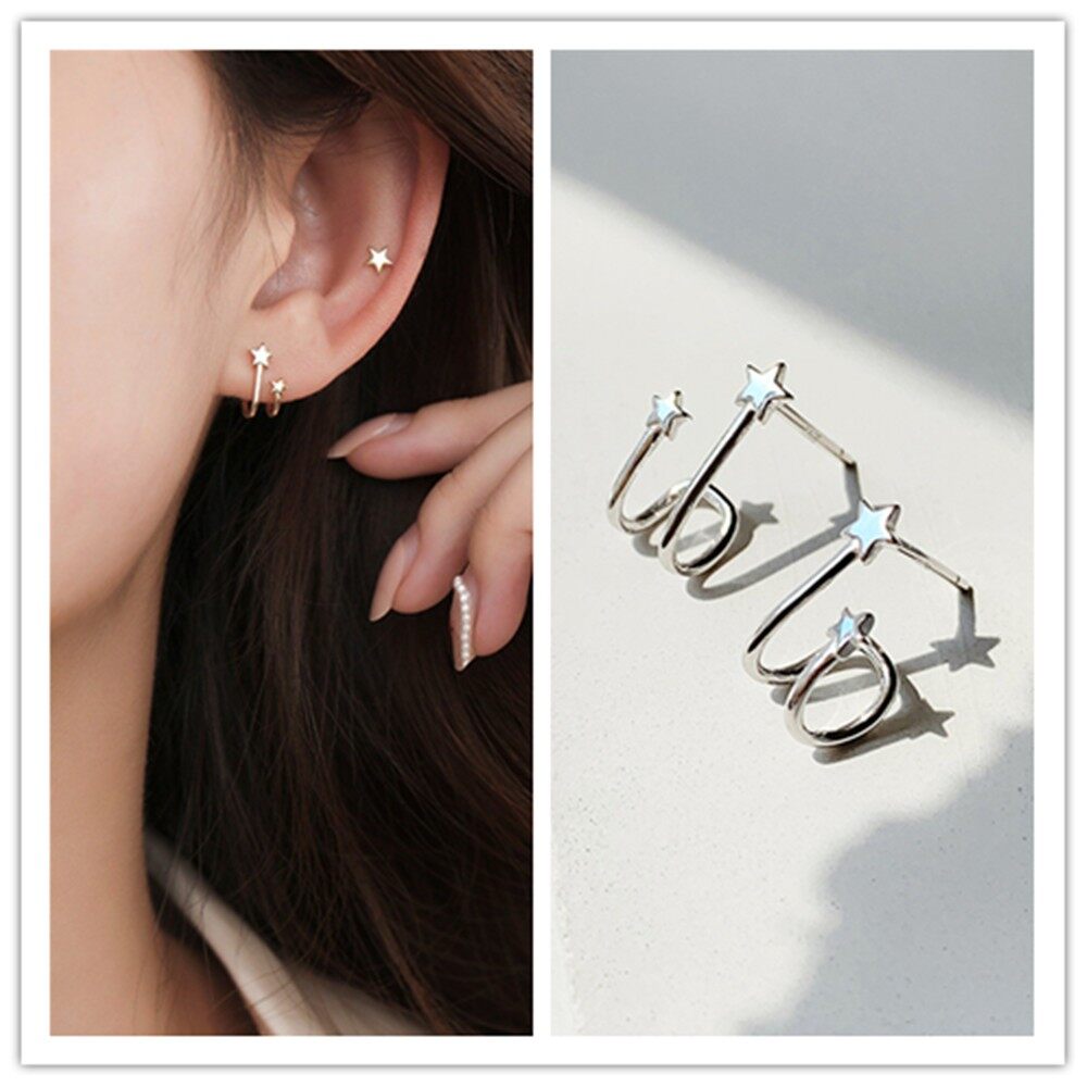 [YWYK] 1 Cặp Kẹp Tai Hình Chữ U Mini Hình Ngôi Sao Ngọt Ngào Hàn Quốc Quà Tặng Trang Sức Nữ Ins Hoa Tai