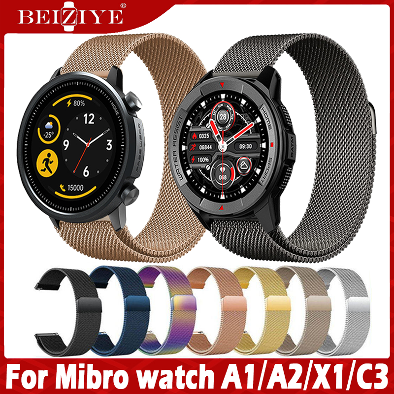 Đối với đồng hồ Mibro watch A1 A2 Dây đeo đồng hồ Đồng hồ thông minh Đồng hồ Mibro watch X1 C3 dây đeo Milanese Loop Dây đeo kim loại Dây đeo đồng hồ Phụ kiện