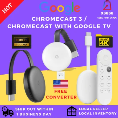 Genuine GOOGLE Chromecast 3 / Chromecast 4 with Google TV HDMI Streaming Media Player for TV Dongle with Warranty