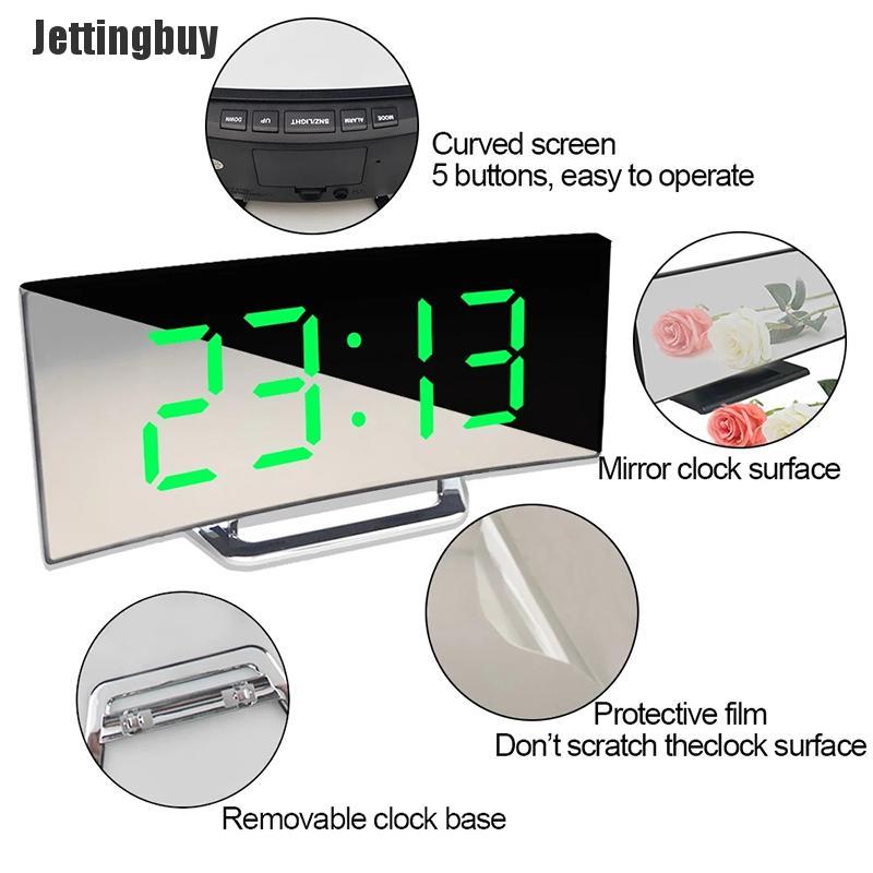 [Jettingbuy] Đồng Hồ Báo Thức Kỹ Thuật Số 7 Inch Đồng Hồ Để Bàn Điện Tử Kỹ Thuật Số Led Có Thể Điều Chỉnh Độ Sáng Cong Đồng Hồ Để Bàn Số Lượng Lớn
