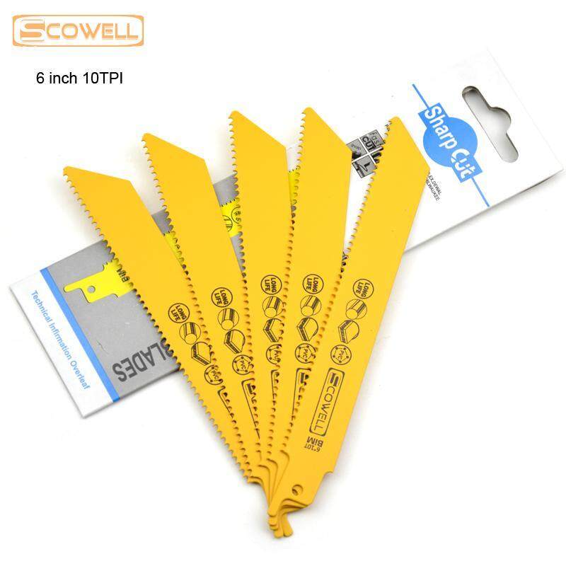 10 PCS 6 inch (150mm) HSS Bi-metal Reciprocating Saw Blades10TPI Cutting nail Wood and Plastic Sabre Saw Blade