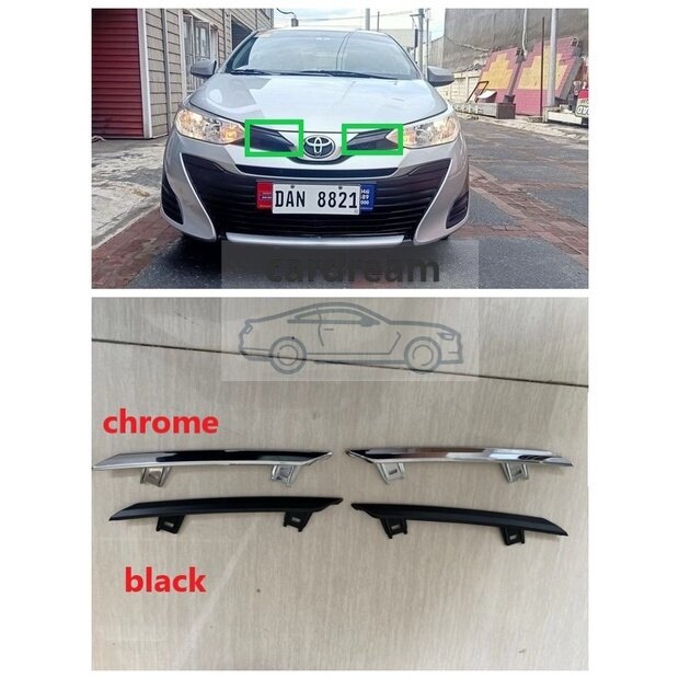 ZERUI a pair（left and right）Front Grille Garnish for toyota vios 2018 2019 2020 gen4 chrome and black