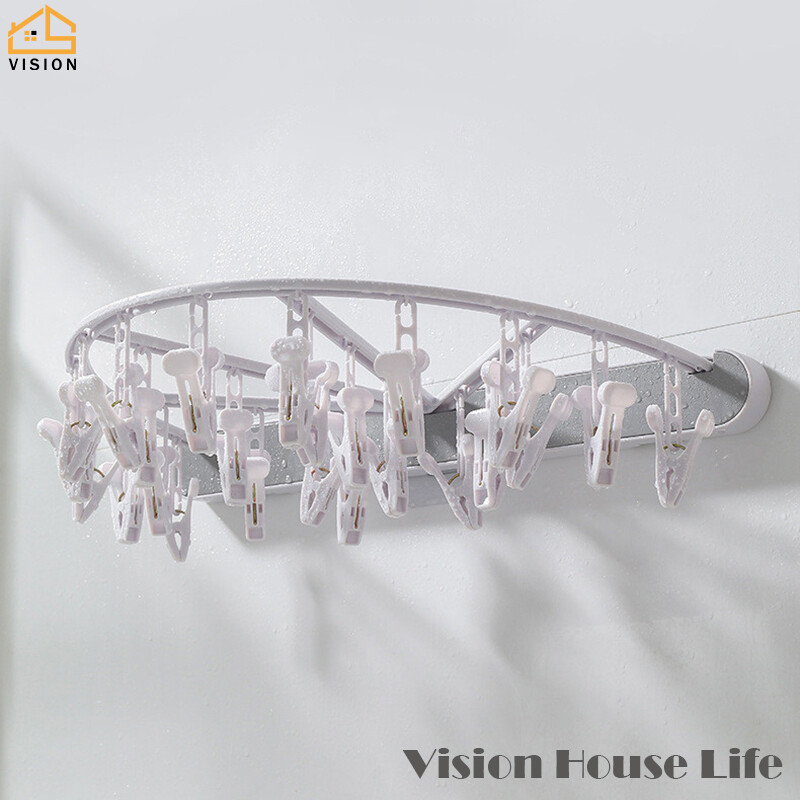 Vision Giá Phơi Đồ Gia Dụng Giá Treo Đồ Lót Có Thể Gập Lại Nhiều Kẹp Vớ Gắn Tường Giá Để Đồ Không Cần Đục Lỗ Giá Phơi Đồ Phòng Tắm Ban Công Gấp Gọn Treo Tường