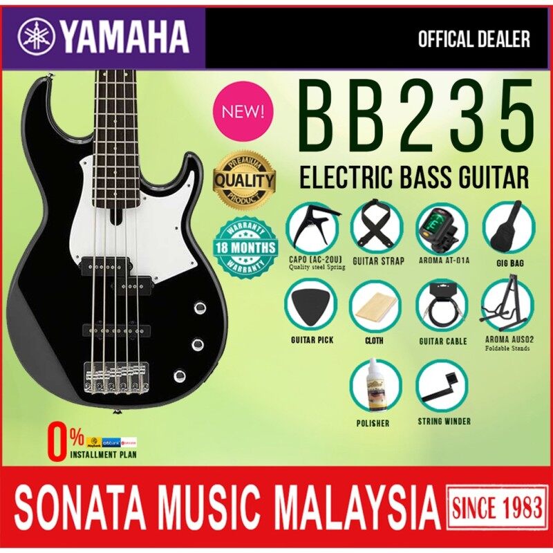 Yamaha BB235 BL 5 String Alder SS Pickup Electric Bass Guitar Black (BB 235) Malaysia