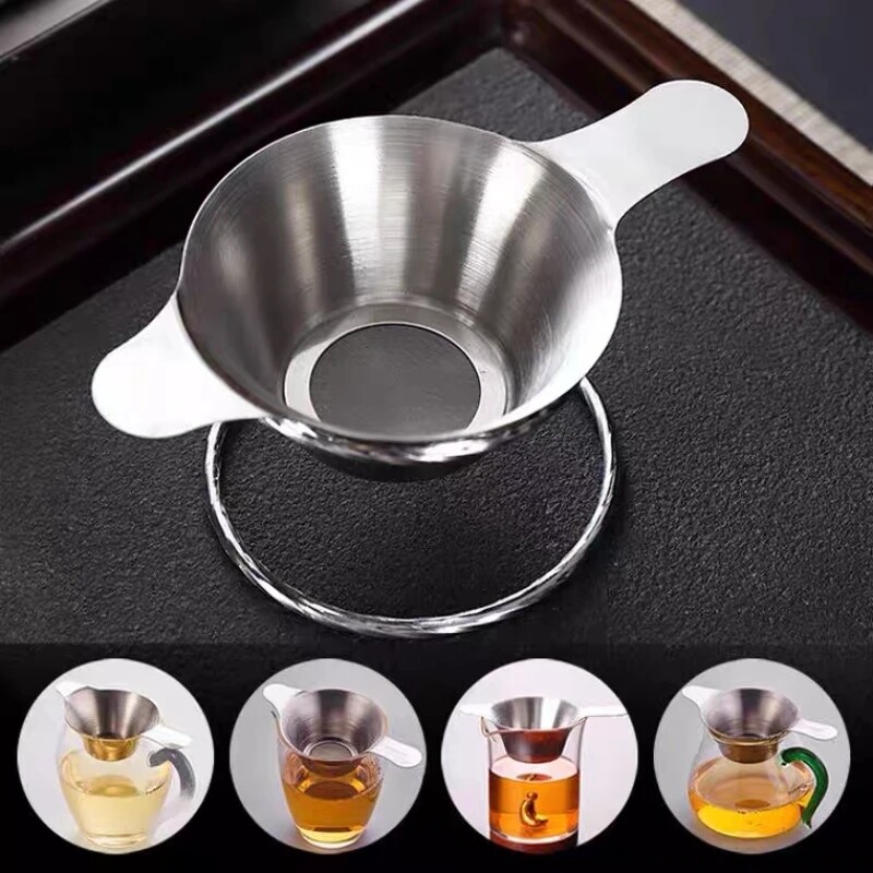 Stainless Steel Tea Filter Reusable Fine Mesh Coffee Tea Strainer Funnel Infusers Home Kitchen Tea Making Accessories