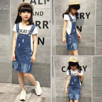 denim bib skirt