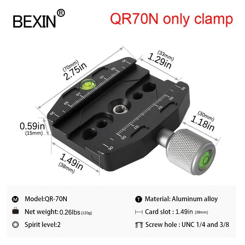 BEXIN 70มม ทจบกลองถายรป Quick Release ขาตงตวหนบ Ball ตดศรษะ