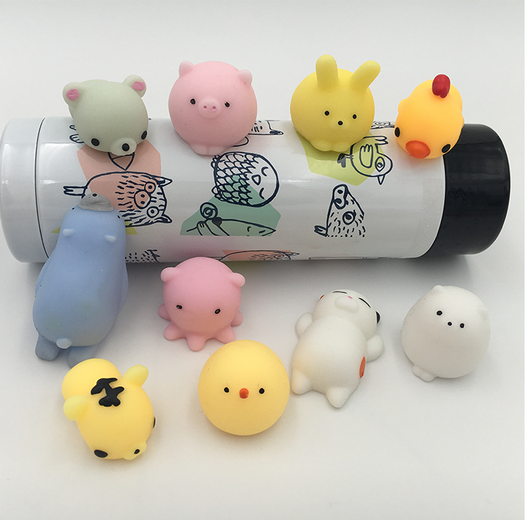 30Pcs Models All Different  Pop It Fidget Toy Cute Mini Slow Rising Squeeze Ball Cell Soft Squishy Sticky Animals Kawaii Healing Anti-stress Toy Stress Reliever Decor Toys