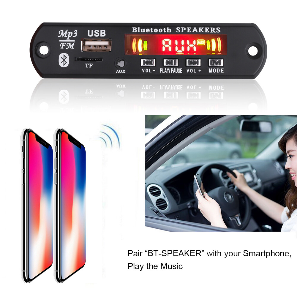 Bo Mạch Giải Mã MP3 Bluetooth 5.0 Không Dây DC 5V Mô-đun Trình Phát Âm Thanh Tích Hợp Loa 2*3W Màn Hình LCD Rảnh Tay Mic Ghi Âm USB Đĩa U TF FM Radio 3.5Mm Aux Line-In MP3 WAV WMA [Bộ Khuếch Đại 6W/BT 5.0/Màn Hình LCD/Mic/Ghi Âm]