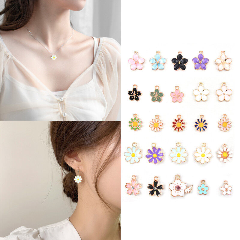 Mixed Colors Diy Jewelry Accessories Flower Alloy Enamel Pendants Cherry  Daisy Charms For Diy Earrings Necklace Bracelet Bangle Diy Jewelry Gifts  For Women Girls - Temu