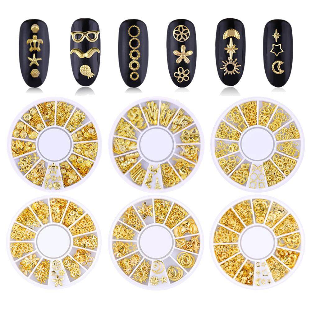 3D Metallic Metal Rivet Heart Moon Star Nail Tips Decorations Manicure Tools