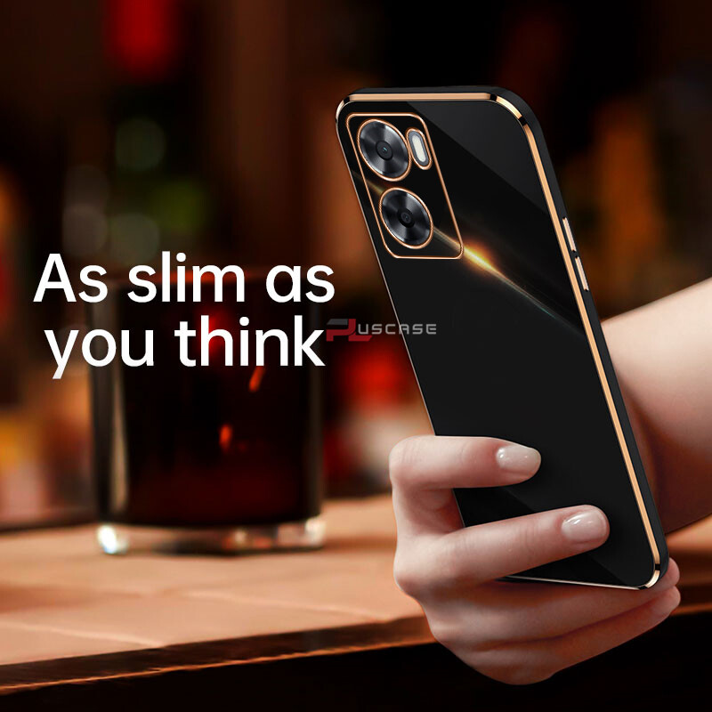 PlusCase for OPPO A57 4G A77s 6D Plating Soft Case Lens Protector Square Frame Silicone Glossy Shockproof Phone Back Cover