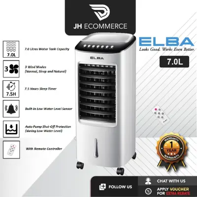 Elba 7L Air Cooler EAC-G6570RC(WH) | Remote Control | 3 Speed Auto Swing | Caster with Skid Lock