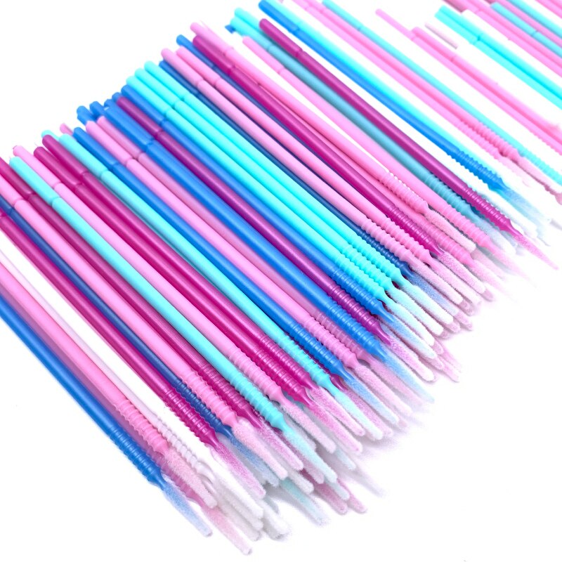 100PCS/Pack Long Head Bendable Micro Brushes Disposable Microbrush Applicator Eyelash Mascara Glue Cleaning Brush Makeup Tools